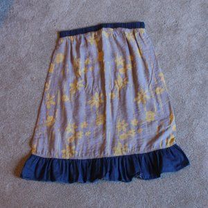 Mystree cotton floral skirt with denim ruffle